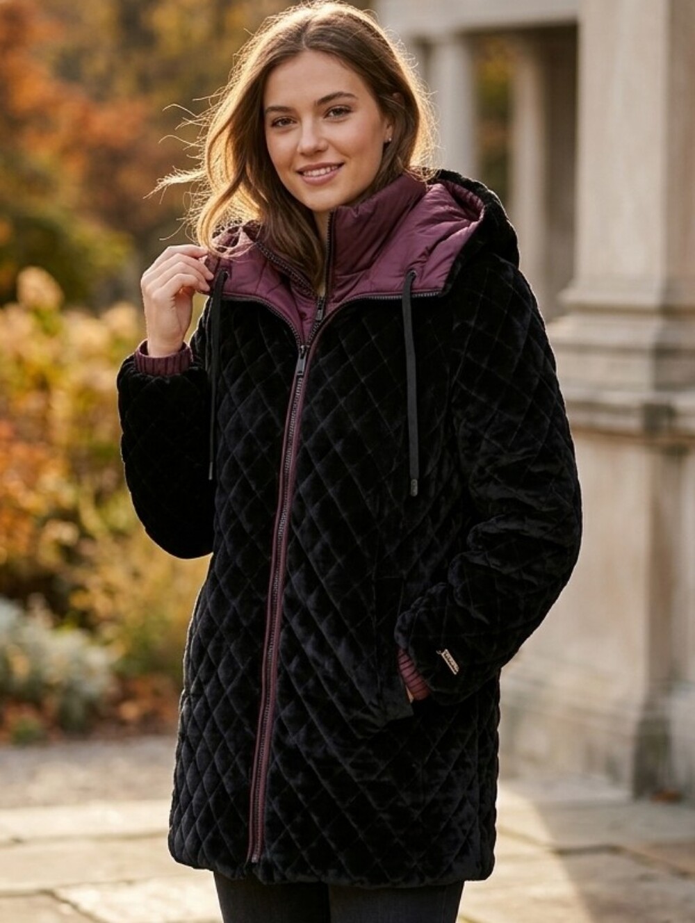 🐻STEVE MADDEN Hooded REVERSIBLE puffer Coat in Merlot (RARE!!)